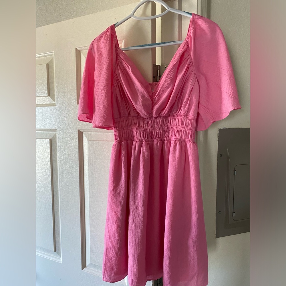 Abercrombie & Fitch Pink Flutter Sleeve Dress